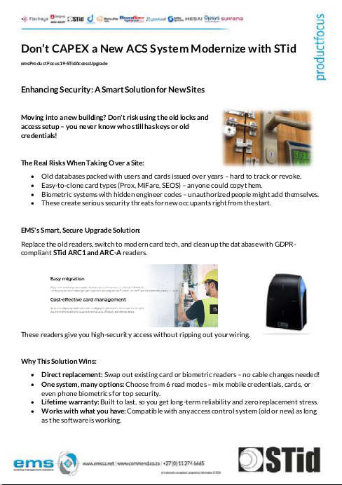 STid ARC access control reader installed at a building entrance, enabling secure mobile, card, and biometric access without replacing existing wiring or access control systems.